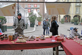 le marché vue du stand de valence